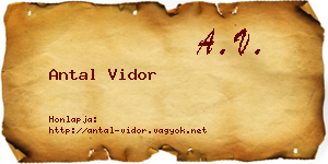 Antal Vidor névjegykártya